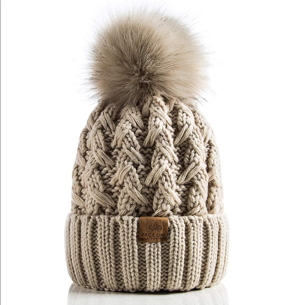 Cable-Knit Beanie with PomPom